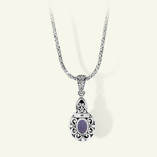 Elegant Amethyst and Sterling Silver Ornate Pendant