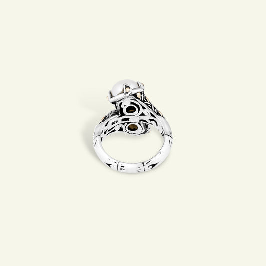 Eternal Grace: Sterling Silver Ring with Twin Pearls