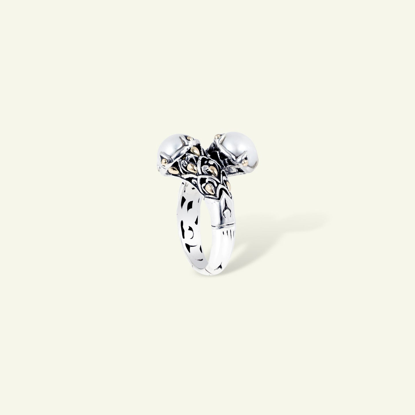 Eternal Grace: Sterling Silver Ring with Twin Pearls