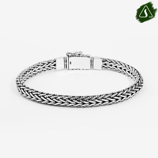 Sterling Silver Byzantine King Chain Bracelet | Bali Woven Men's Bracelet