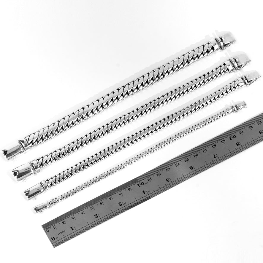 Sterling Silver Flat Cuban Link Bracelet | Handmade Bali Artisan Chain Jewelry