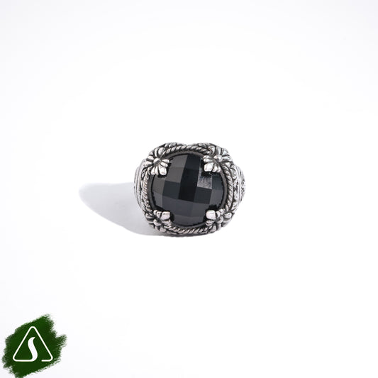 Handcrafted Sterling Silver Black Onyx Statement Ring | Artisan Balinese Cocktail Ring | Vintage Gothic Jewelry