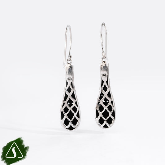 Sterling Silver Bamboo-Inspired Drop Earrings Description: