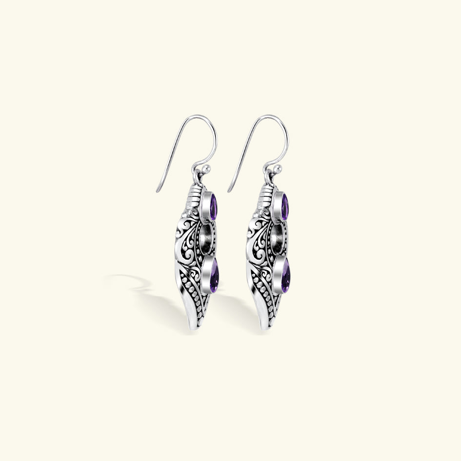 Elegant Vintage Filigree Gemstone Drop Earrings