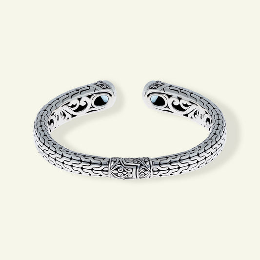 Sterling Silver Blue Topaz Open Cuff Bracelet