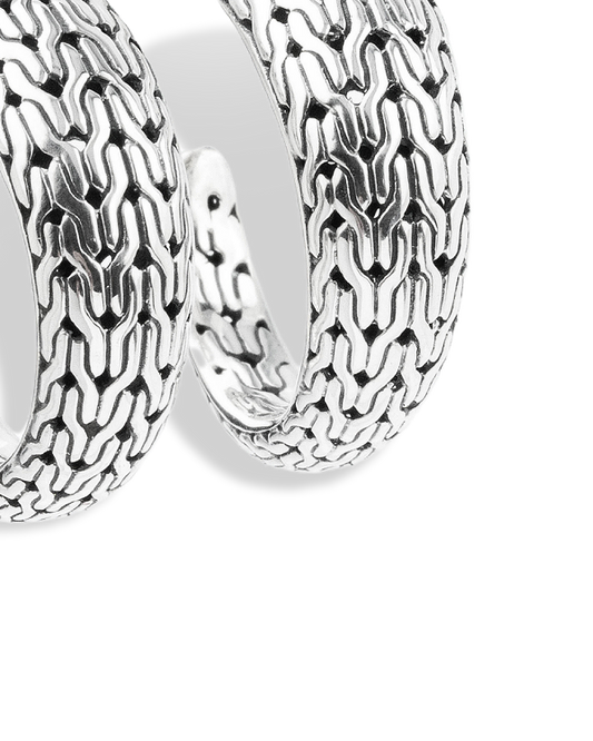 Dragon Bone Sterling Silver Hoop Earrings