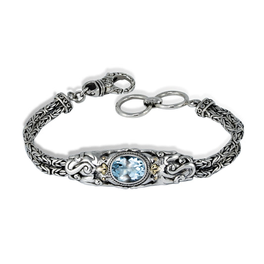 Octopus Blue Topaz Sterling Silver Bracelet with 18K Gold Accents