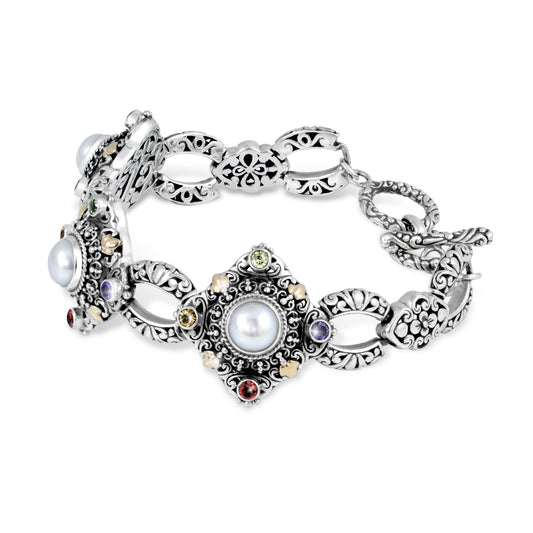 Handcrafted Sterling Silver Ornate Link Bracelet with Filigree Details Inspired by Balinese Temple Art