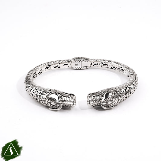 Sterling Silver Guardian Dog Cuff Bracelet