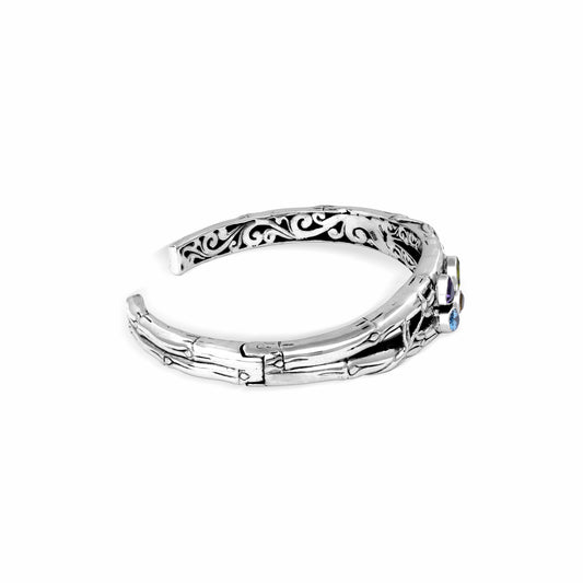 Handcrafted Sterling Silver Cuff Bracelet with Multistone Accents