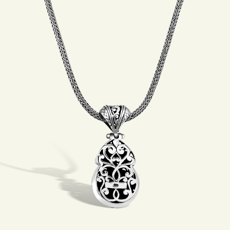 Sterling Silver Pendant Necklace with Gold Plated Honeycomb Center