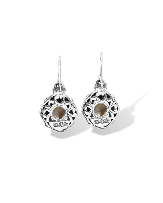 Lustrous Pearl Balinese Sterling Silver Drop Earrings with Ornate Filigree
