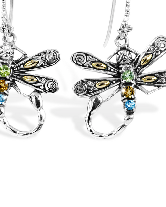 Dragonfly Earrings with 18K Gold Accents