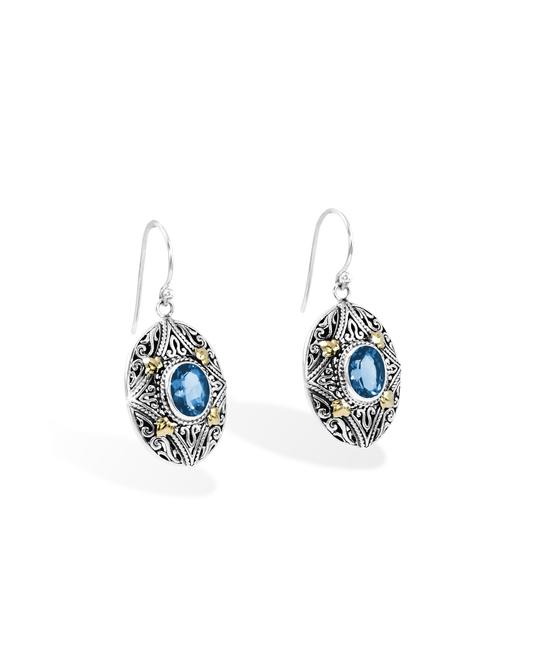 Natural Stone Earrings with 18K Gold Accents