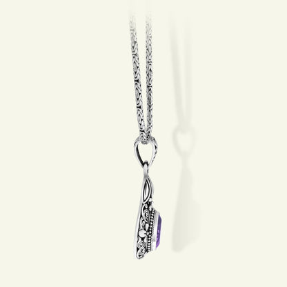 Elegant Amethyst and Sterling Silver Ornate Pendant