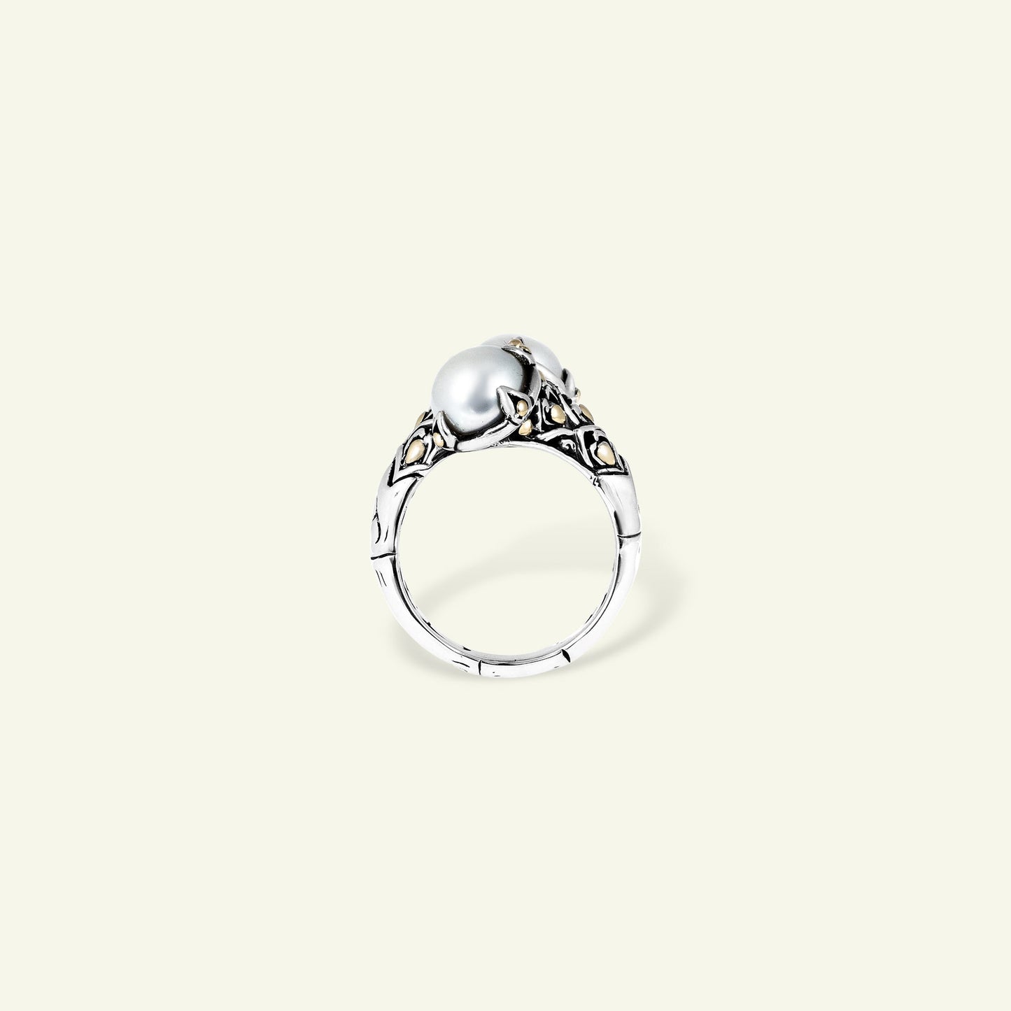 Eternal Grace: Sterling Silver Ring with Twin Pearls