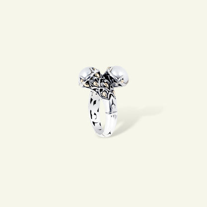 Eternal Grace: Sterling Silver Ring with Twin Pearls