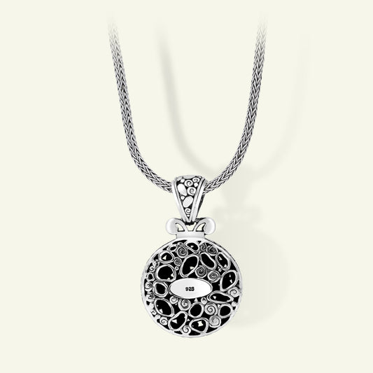 Elegant Sterling Silver Filigree Round Pendant Necklace