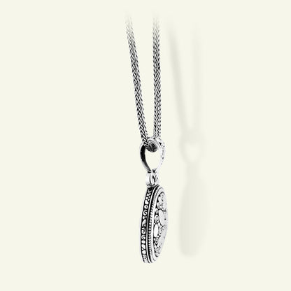 Elegant Sterling Silver Filigree Round Pendant Necklace