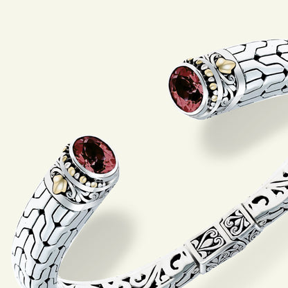 Sterling Silver Blue Topaz Open Cuff Bracelet