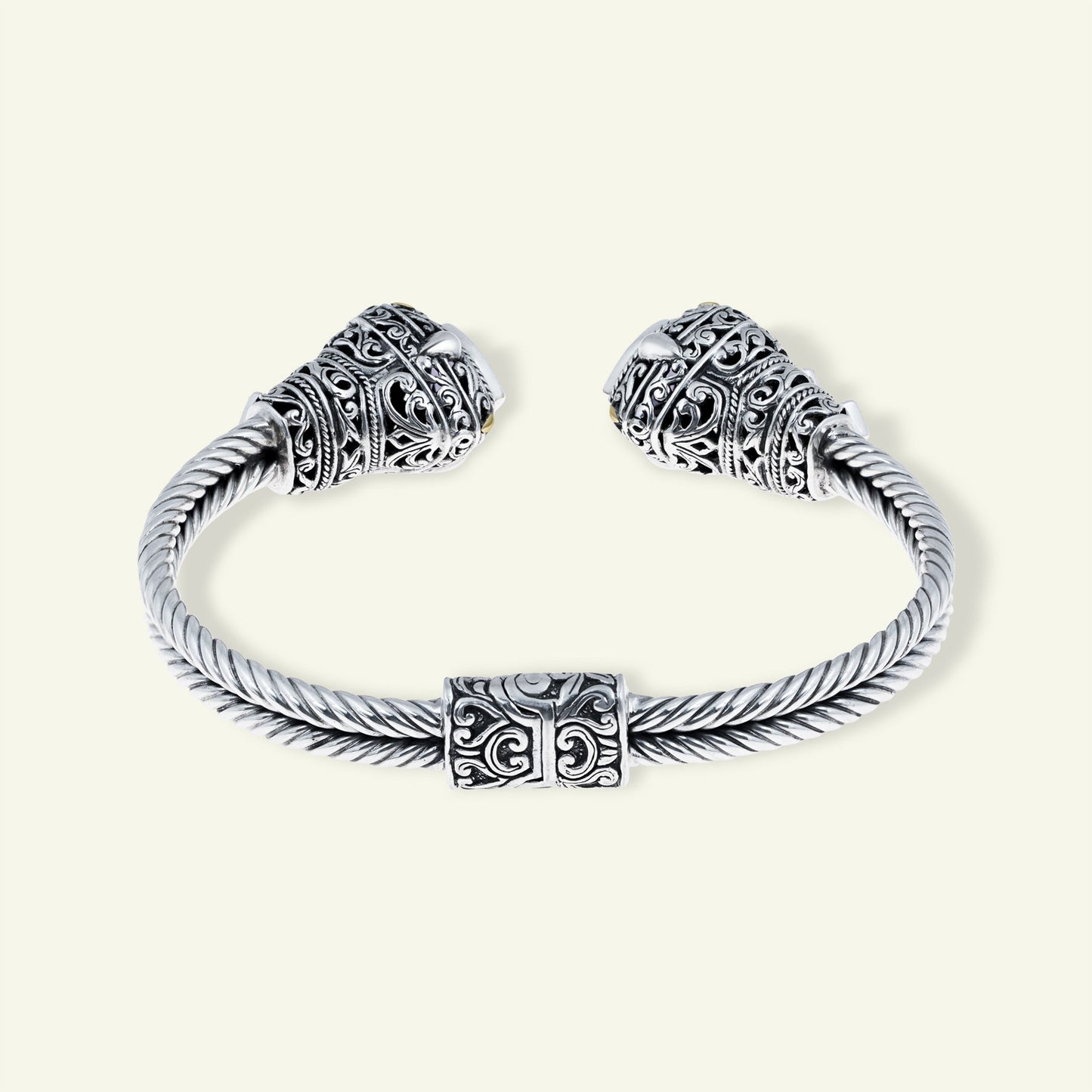 Crown of Clarity: Sterling Silver Cuff with Sky Blue Topaz