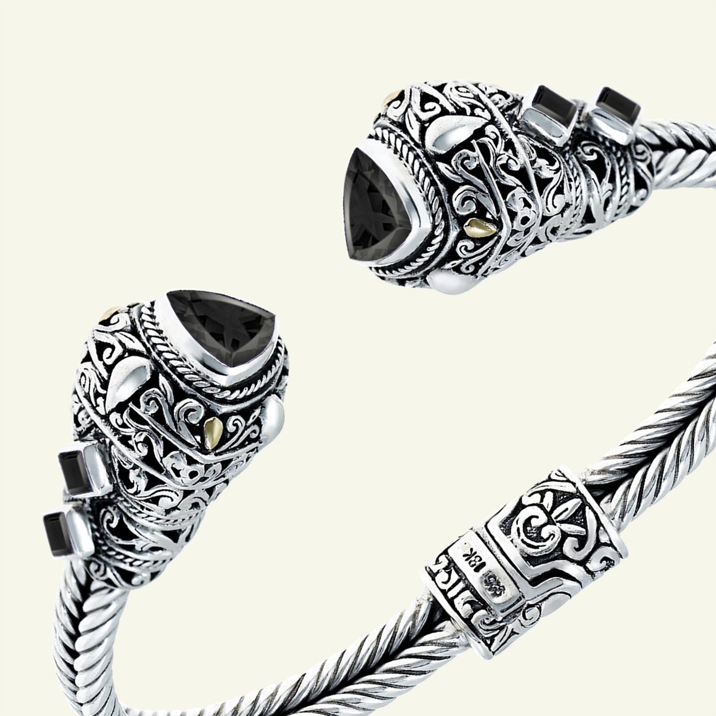 Crown of Clarity: Sterling Silver Cuff with Sky Blue Topaz