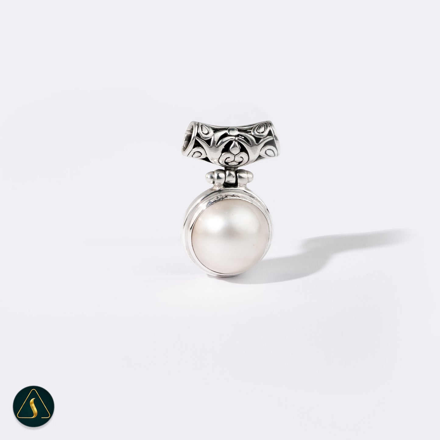 Bali Sterling Silver Jewelry, White Pearl Pendant