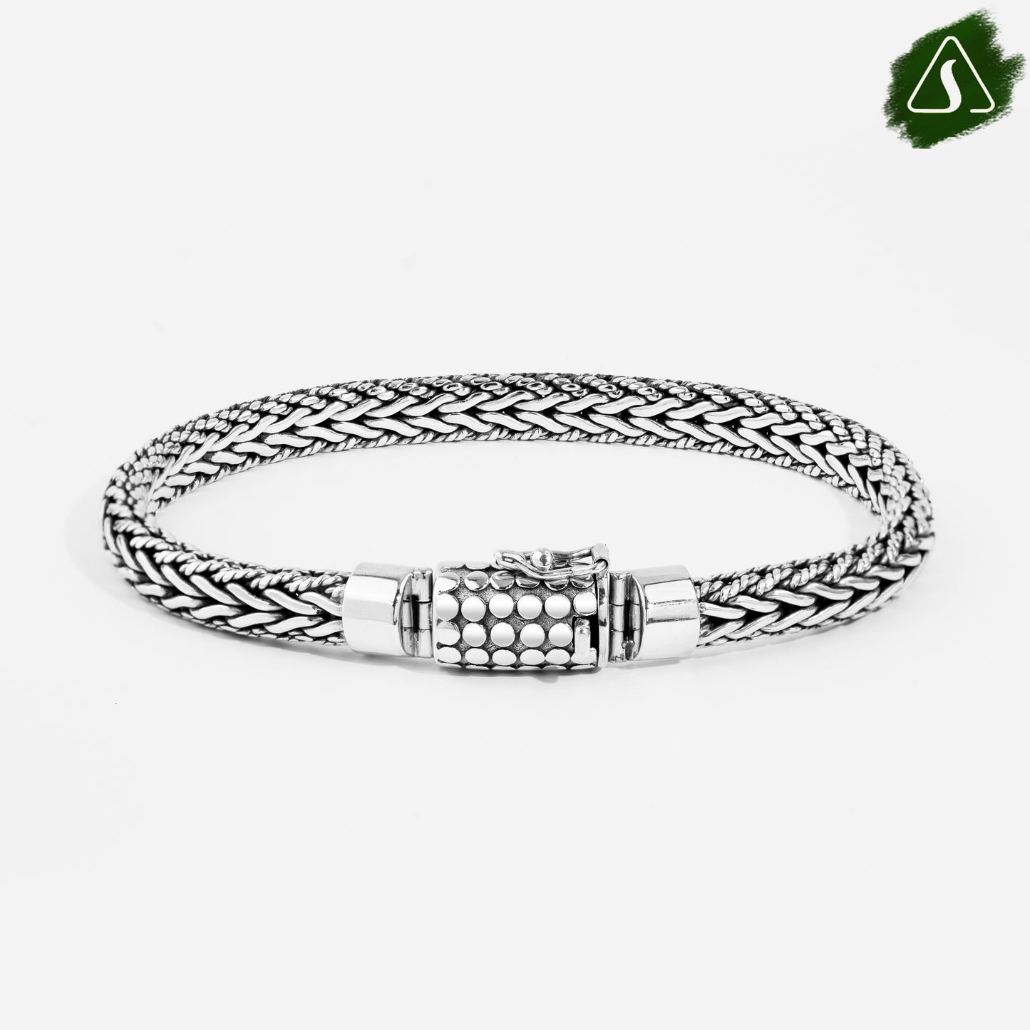 Sterling Silver Byzantine Bracelet, Men's Bali King Chain, Woven Link, Safety Clasp