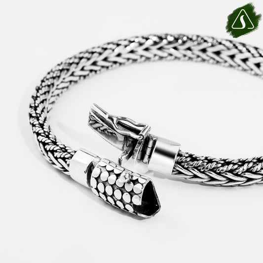 Sterling Silver Byzantine King Chain Bracelet | Bali Woven Men's Bracelet