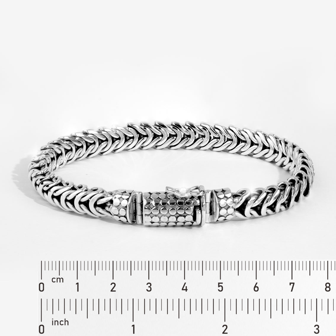Handmade Sterling Silver Foxtail Bracelet for Men, Bali Woven Chain Bracelet