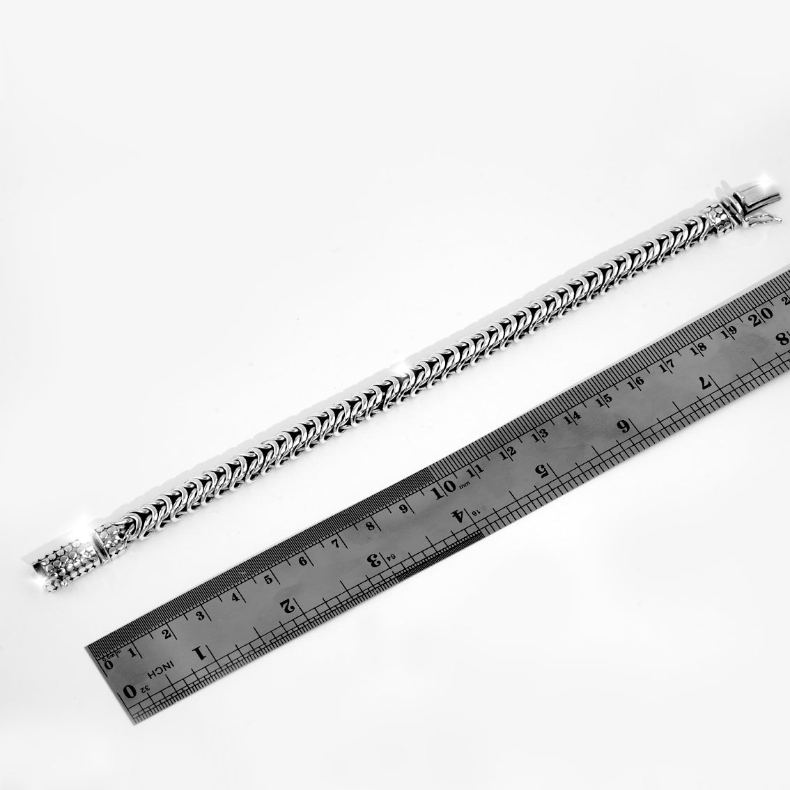 Handmade Sterling Silver Foxtail Bracelet for Men, Bali Woven Chain Bracelet