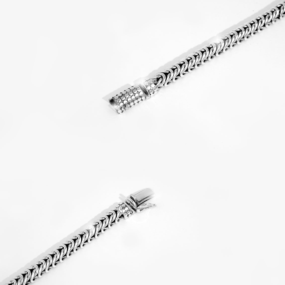 Handmade Sterling Silver Foxtail Bracelet for Men, Bali Woven Chain Bracelet