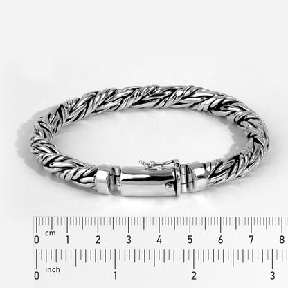 Sterling Silver Byzantine Chain Bracelet, Handcrafted Bali Style, Men's Jewelry