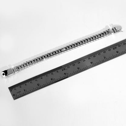 Sterling Silver Cuban Link Bracelet, Bali Artisan Chain, Men's Polished Jewelry
