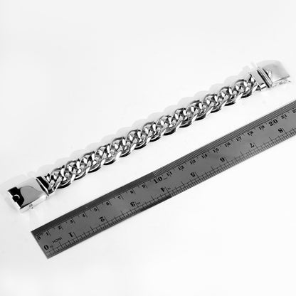 Sterling Silver Bali Curb Link Bracelet, Bold Artisan Men's Chain Jewelry