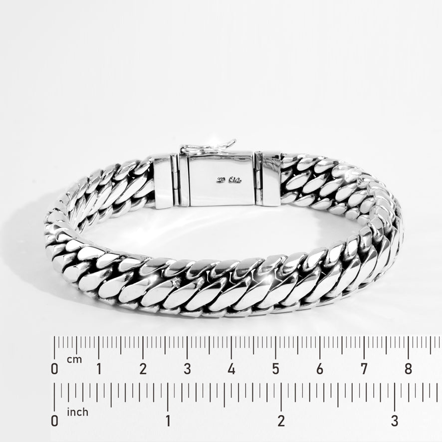 Sterling Silver Flat Cuban Link Bracelet | Handmade Bali Artisan Chain Jewelry