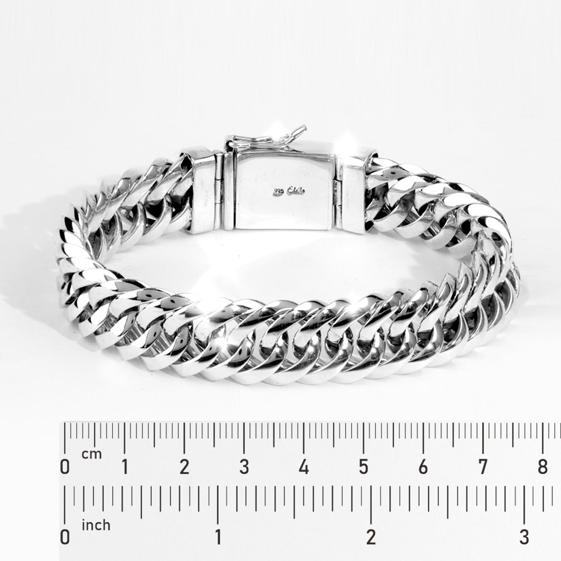 Sterling Silver Double Curb Link Bracelet, Handmade Bali Chain Jewelry