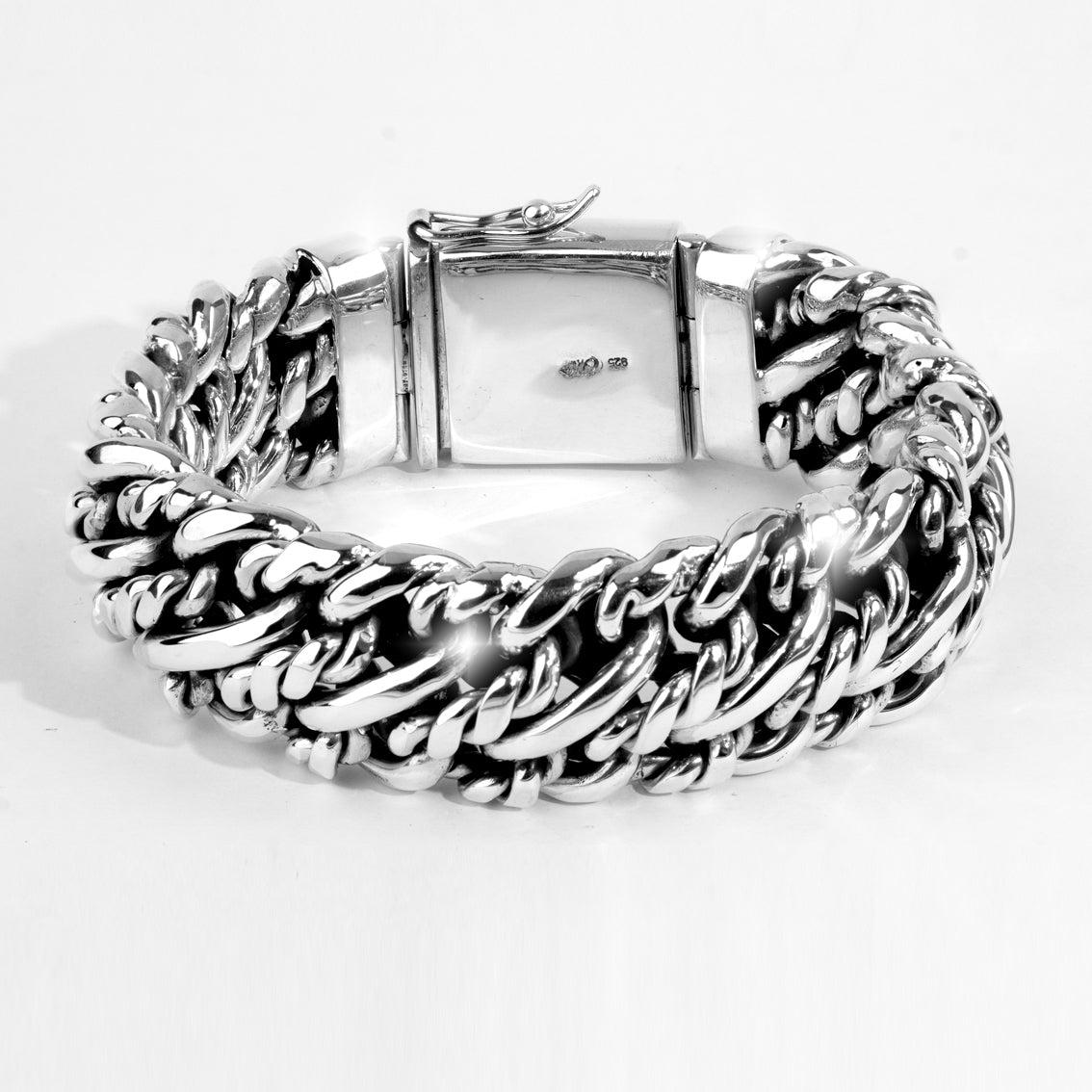 Heavy Sterling Silver Byzantine Bracelet, Bali Artisan Chain, Men's Statement Jewelry