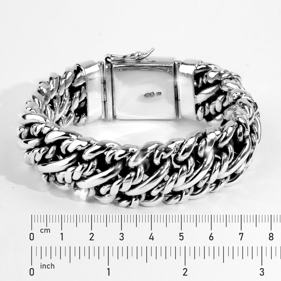 Heavy Sterling Silver Byzantine Bracelet, Bali Artisan Chain, Men's Statement Jewelry
