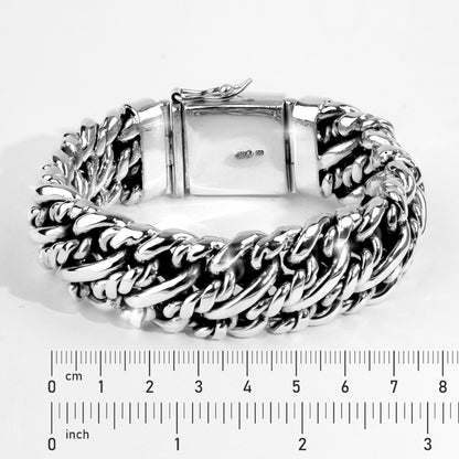 Heavy Sterling Silver Byzantine Bracelet, Bali Artisan Chain, Men's Statement Jewelry