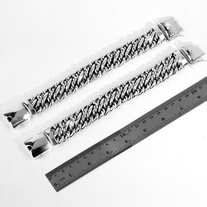 Heavy Sterling Silver Byzantine Bracelet, Bali Artisan Chain, Men's Statement Jewelry