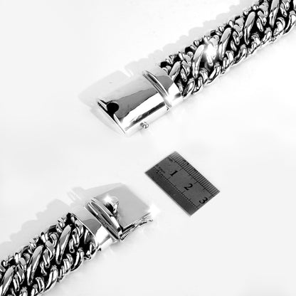 Heavy Sterling Silver Byzantine Bracelet, Bali Artisan Chain, Men's Statement Jewelry