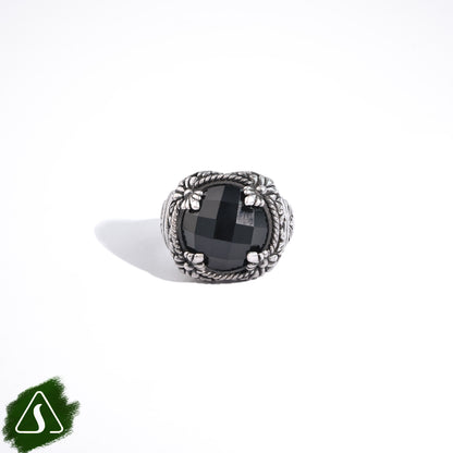 Handcrafted Sterling Silver Black Onyx Statement Ring | Artisan Balinese Cocktail Ring | Vintage Gothic Jewelry