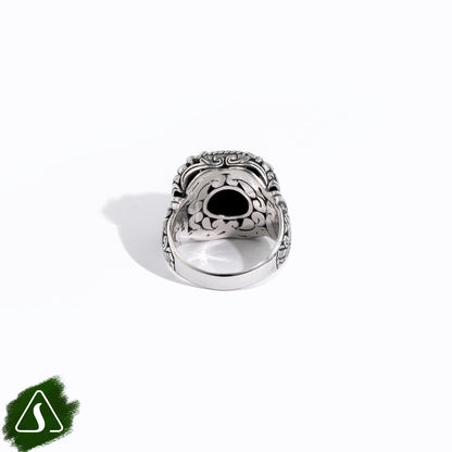 Handcrafted Sterling Silver Black Onyx Statement Ring | Artisan Balinese Cocktail Ring | Vintage Gothic Jewelry