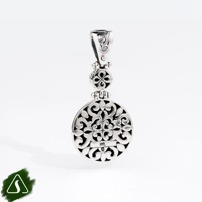 Sterling Silver Round Pendant with Hammered Center Detail