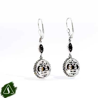 Handcrafted Sterling Silver Pearl Drop Earrings with 18K Gold