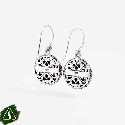 Timeless Woven Pattern Sterling Silver Drop Earrings Description