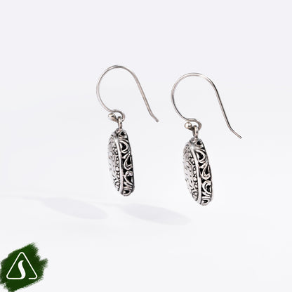 Timeless Woven Pattern Sterling Silver Drop Earrings Description