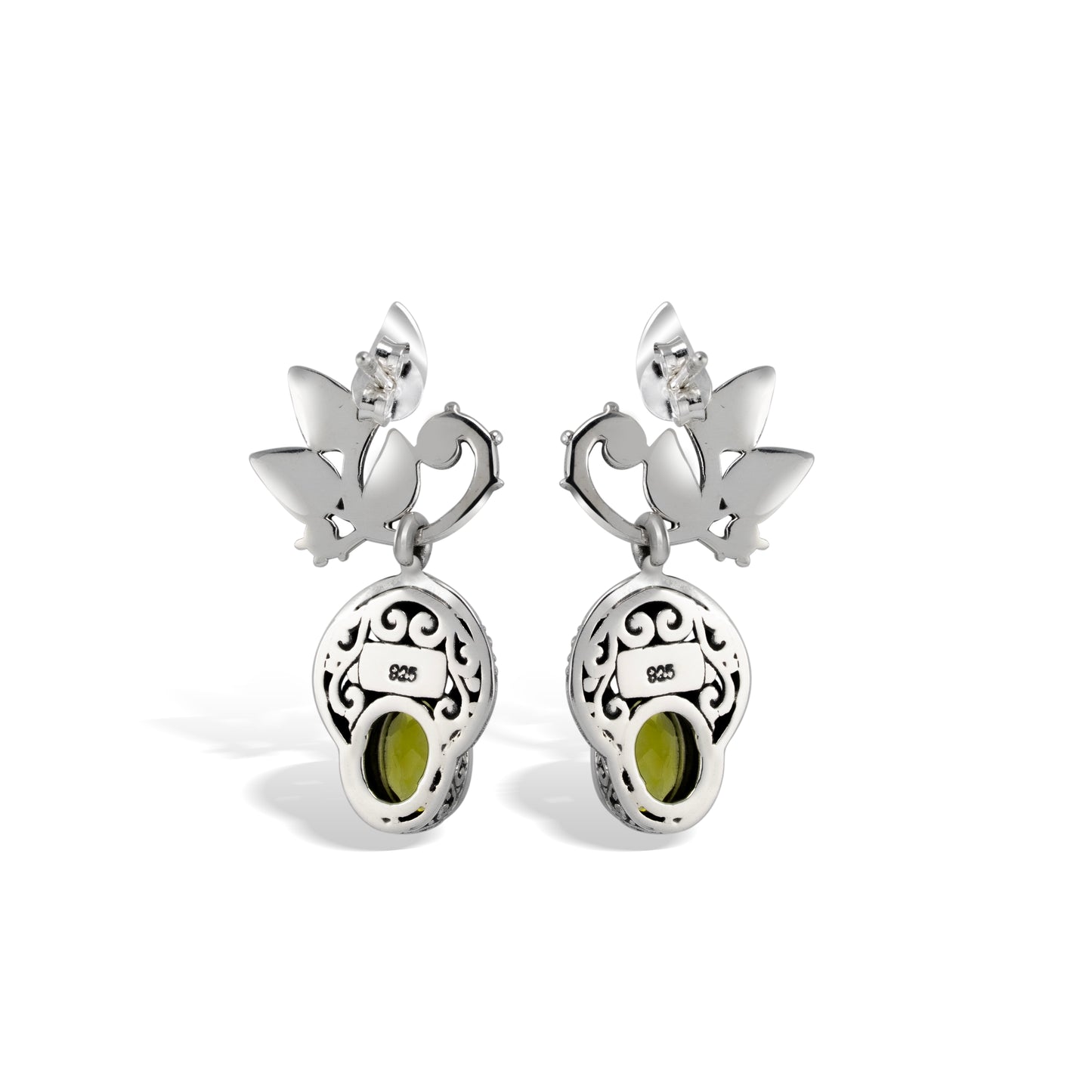 Sterling Silver Peridot Leaf Earrings