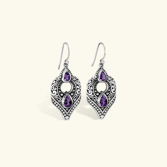 Elegant Vintage Filigree Gemstone Drop Earrings